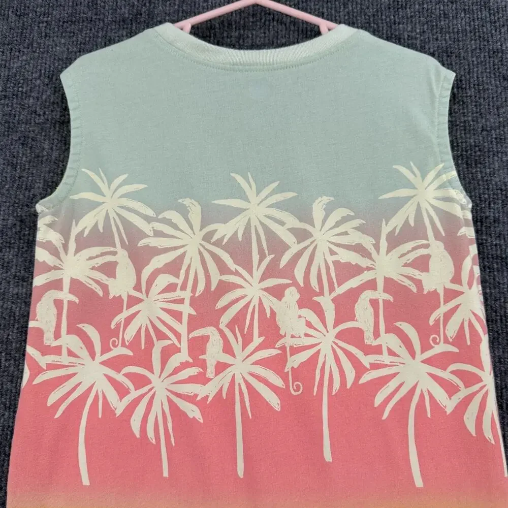 Tea Collection Sleeveless Jersey Knit Midi Dress Girls 5 Ombre Palm Tree Cotton
